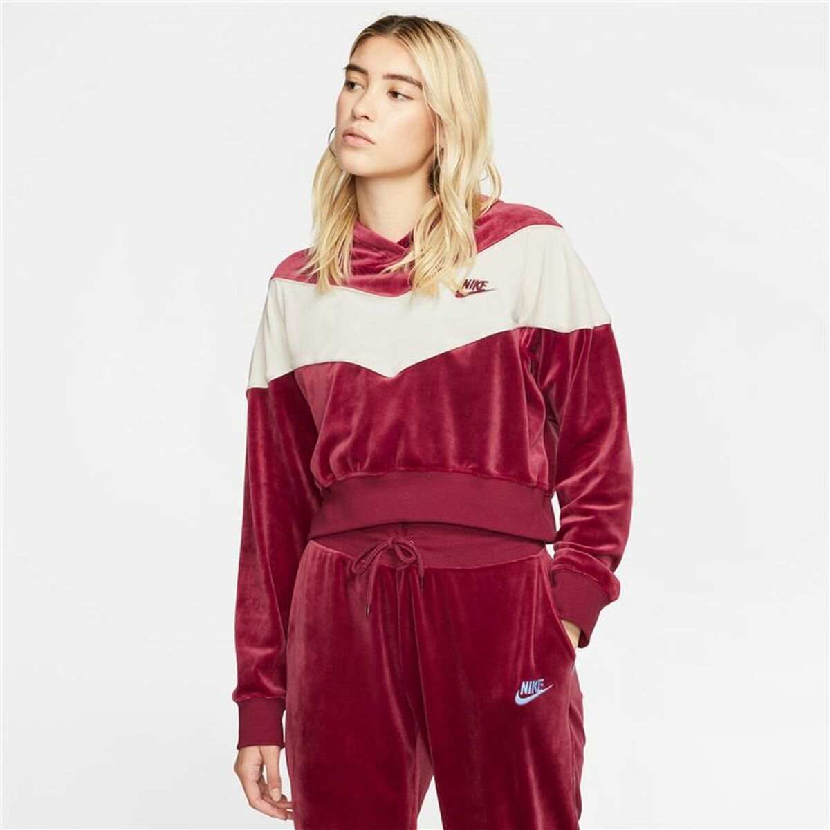Dames hoodie Nike Sportswear Heritage Donkerrood