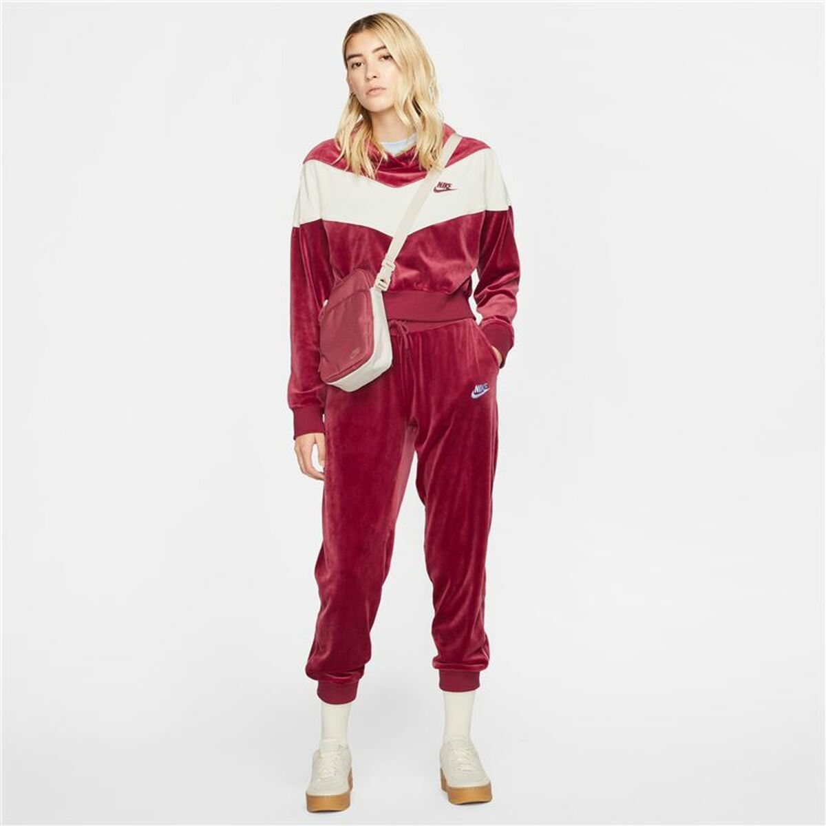 Dames hoodie Nike Sportswear Heritage Donkerrood