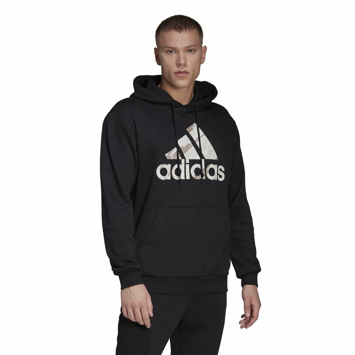 Hoodie voor heren Adidas Essentials French Terry Zwart