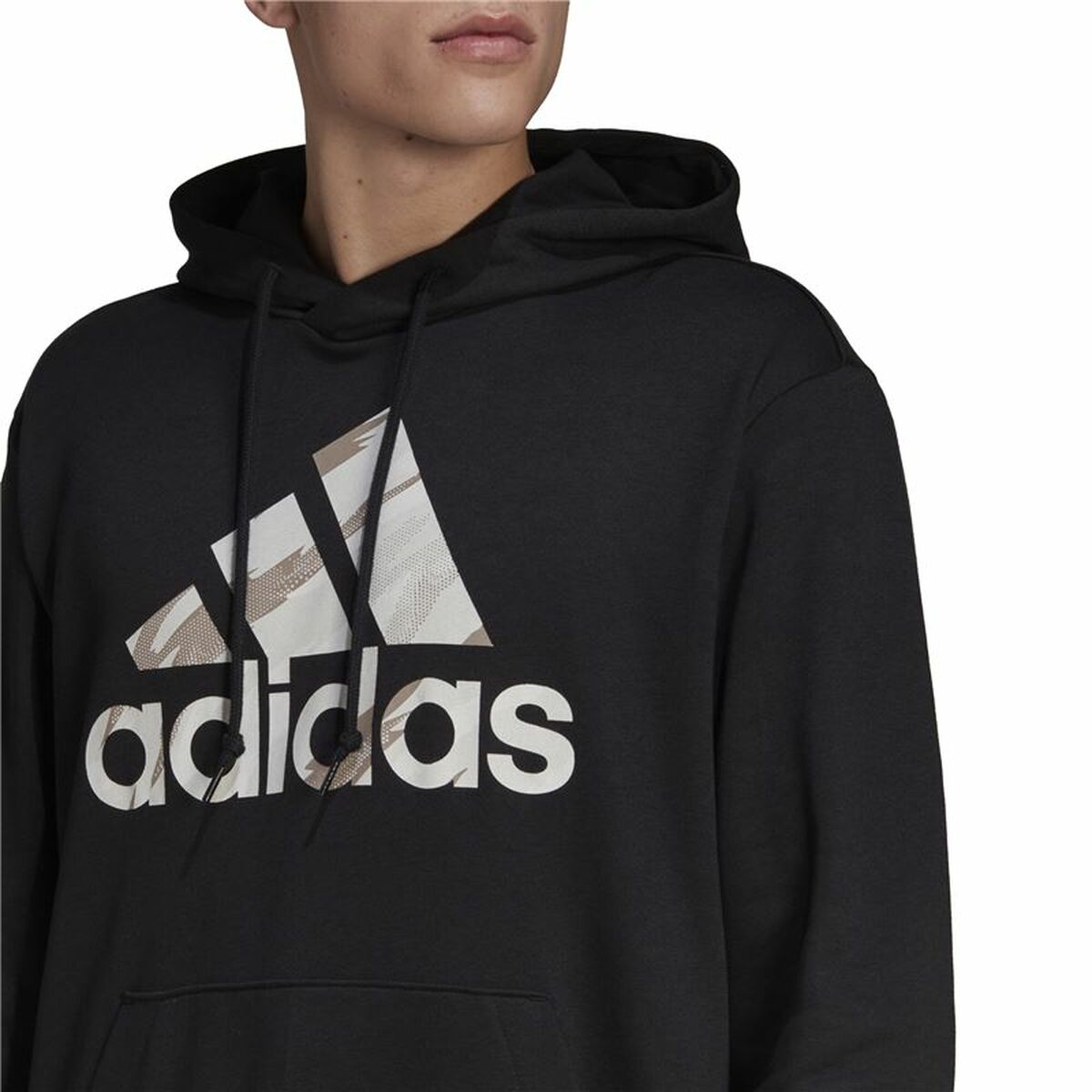 Hoodie voor heren Adidas Essentials French Terry Zwart