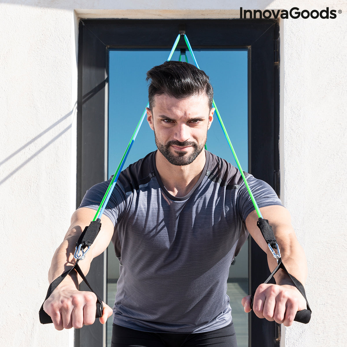 Set weerstandsbanden met accessoires en oefengids Tribainer