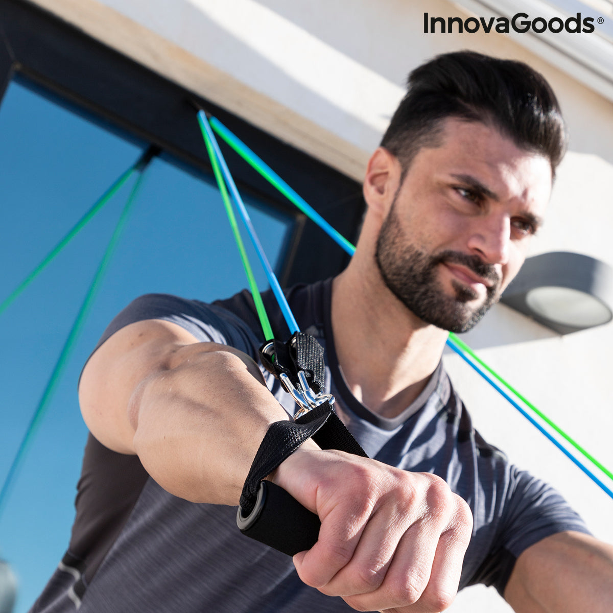 Set weerstandsbanden met accessoires en oefengids Tribainer