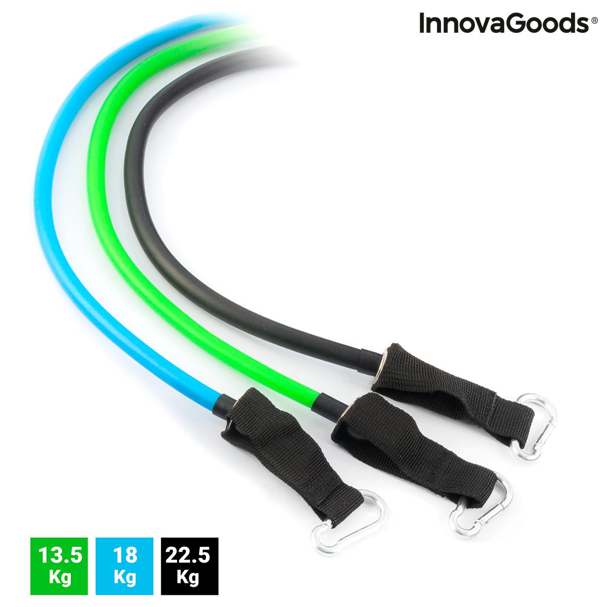 Set weerstandsbanden met accessoires en oefengids Tribainer