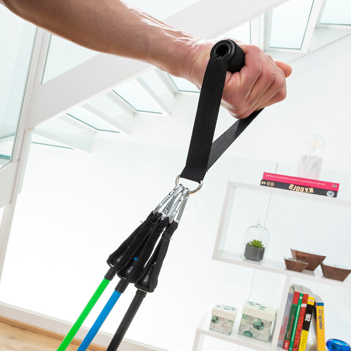 Set weerstandsbanden met accessoires en oefengids Tribainer