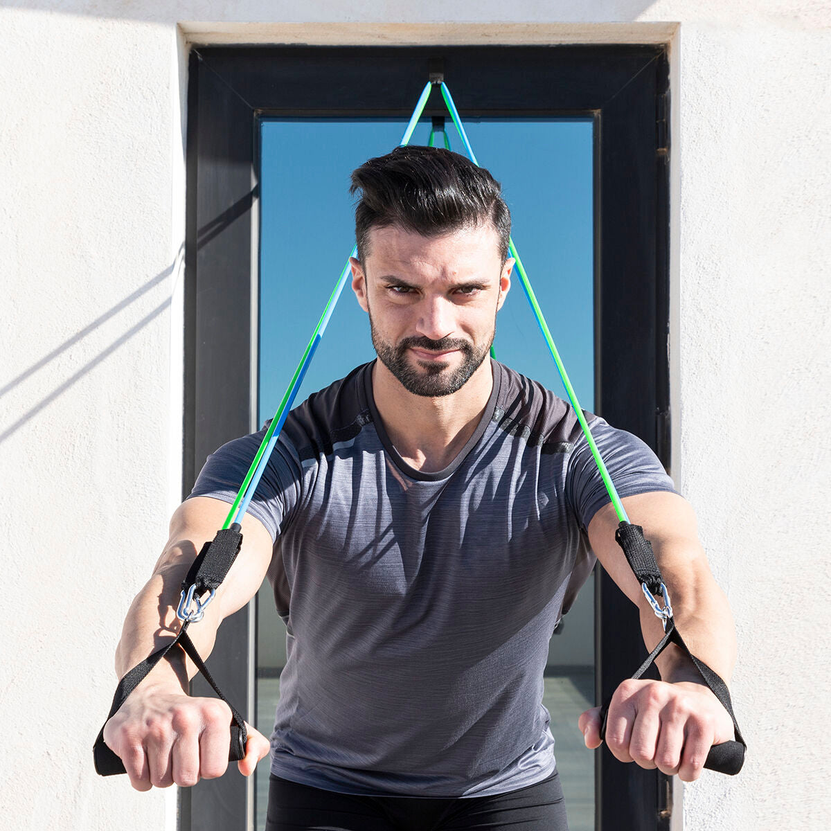 Set weerstandsbanden met accessoires en oefengids Tribainer