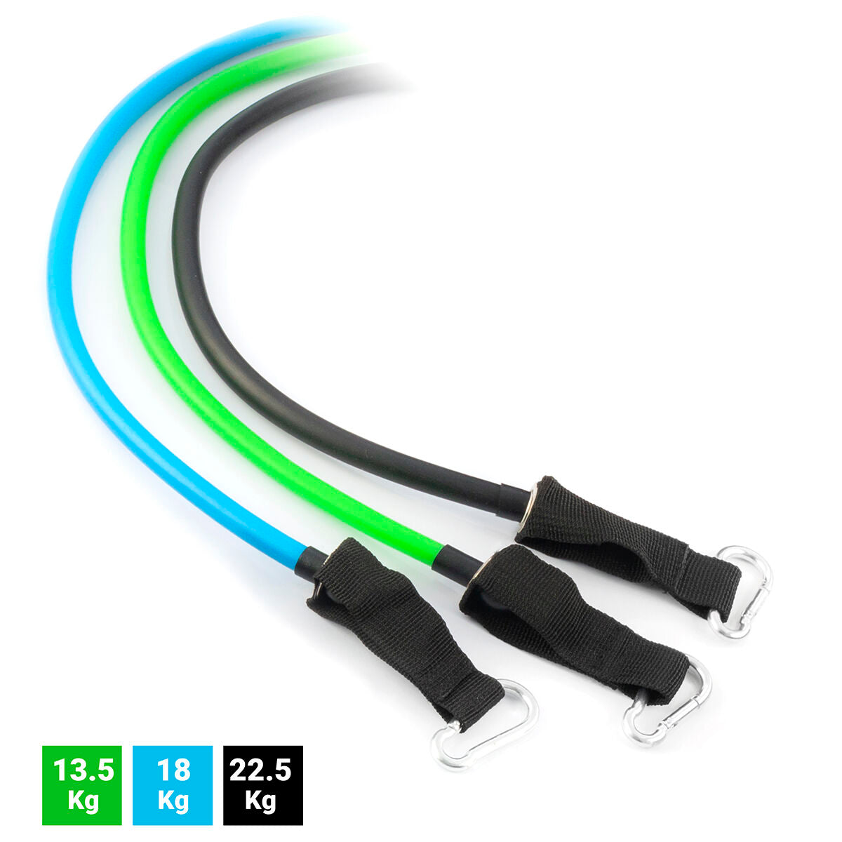 Set weerstandsbanden met accessoires en oefengids Tribainer